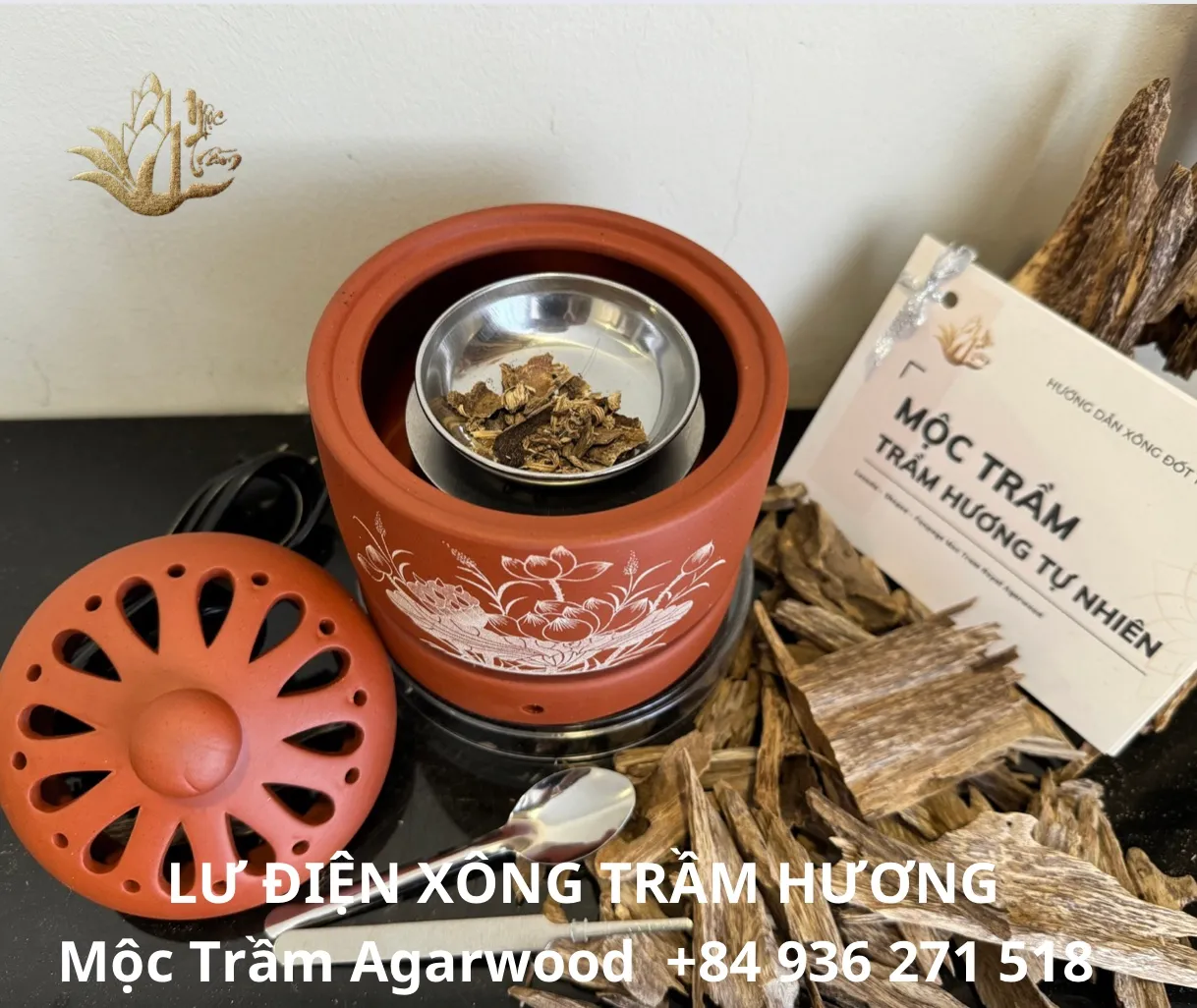 Bat Trang Ceramic Electric Burner – Agarwood, Herbs &amp; Essential Oils | Vietnamese Incense Heater